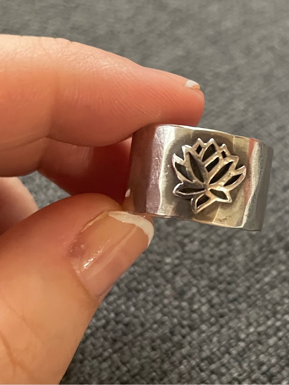 Silver lotus flower ring
